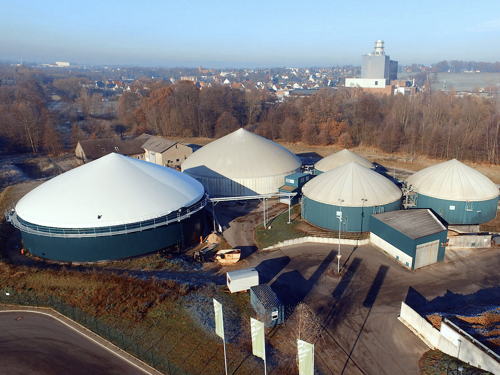 Luftaufnahme einer Biogasanlage