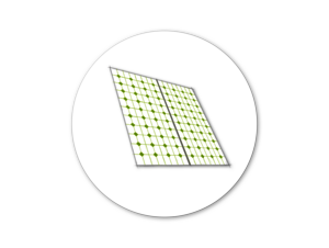 Darstellung einer Photovoltaikanlage in einem weißen Kreis 