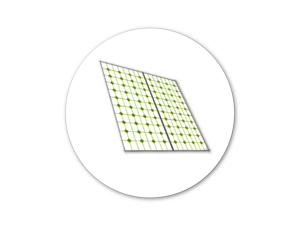 Darstellung einer Photovoltaikanlage in einem weißen Kreis